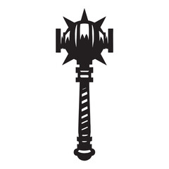 Obraz premium Iron Mace silhouette, forged for fearless hands – Mace illustration – Minimalist Mace vector – Weapon silhouette