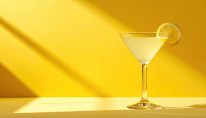 Refreshing cocktail creation lemon martini recipe home bar beverage photography vibrant yellow background close-up shot mixology inspiration
