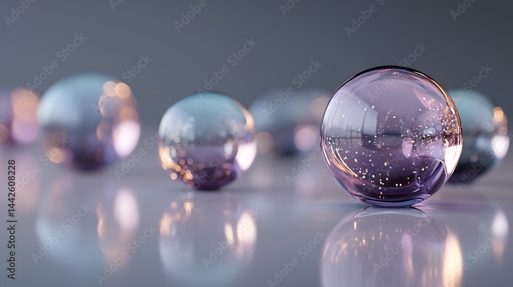 Poster harmonic convergence: luminous orbs in soft ethereal light abstract composition