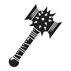 Spiked Mace silhouette, crafted for destruction – Mace illustration – Minimalist Mace vector – Weapon silhouette

