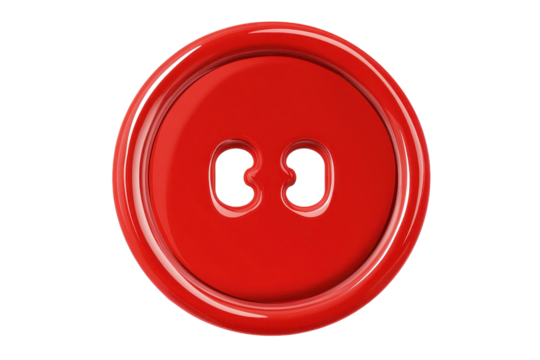 Isolated Red Button with Two Holes