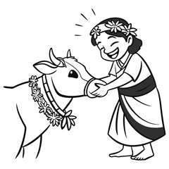 Black and White Line Art of a Majestic Deer with Antlers in a Natural Forest Setting