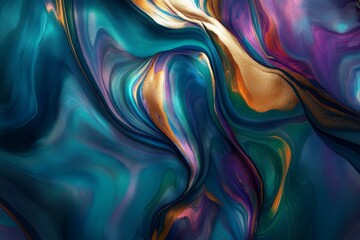 Obraz premium Abstract painting with fluid, vibrant color blends.