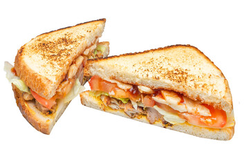 sandwich isolated on a white background. Clipping path included.
