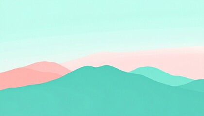 Obraz premium Serene action landscape over soft-hued mountains digital art tranquil environment minimalist viewpoint conceptual imagery for relaxation