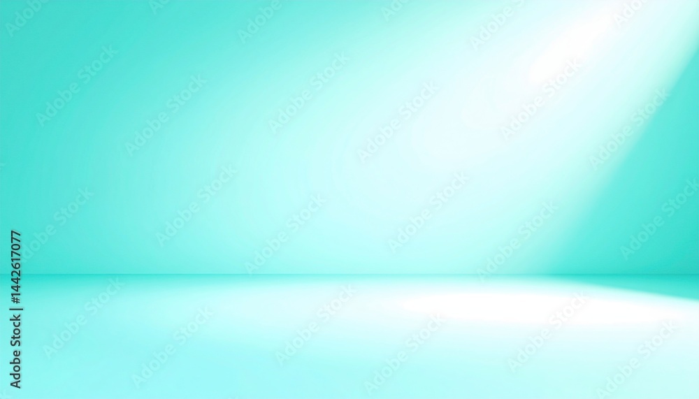 Poster illuminated turquoise background studio abstract imagery minimalistic environment straight-on viewpo