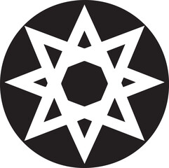 Obraz premium White Star Icon in Black Circle – Bold Vector Silhouette Design