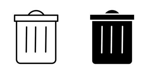 rubbish bin icon white on background