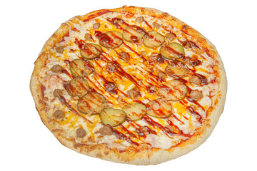 Pizza isolated on a white background with clipping path. Top view.