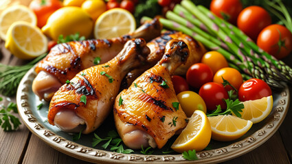 Chicken Legs with Baked Potatoes and Vegetables – Hearty Comfort Meal