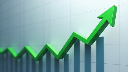 business graph with arrow on top