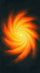 Fototapeta premium A swirling vortex of fiery orange and yellow hues against a dark background.