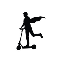silhouette of a man with scooter