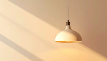 Illuminating serenity a minimalist white pendant light casting soft shadows in a modern interior space