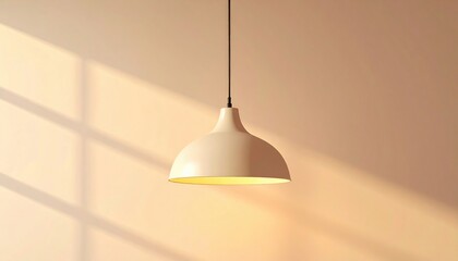 Elegant pendant light casting warm glow in minimalist interior space modern home decor soft colors contemporary design