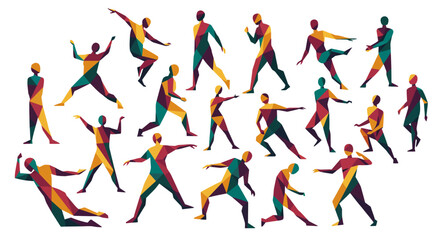 Colorful Polygonal Figures of Active People in Dynamic Poses