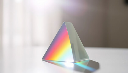 Close-Up of a Glass Prism with Rainbows