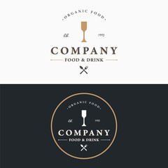 Retro vintage organic food and drink template logo elements.Logo for business, restaurant, stamp, badge.