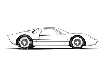Obraz premium Classic sports car side profile line art illustration.