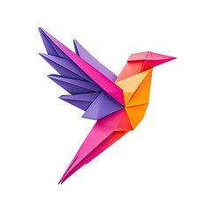 Vibrant Origami Hummingbird Design Colorful Bird Paper Craft Geometric Avian Art Abstract Animal Illustration Creative Origami Artwork
