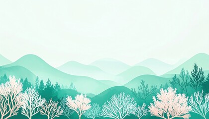 Obraz premium Serene nature landscape mountain range digital art tranquil environment aerial view peaceful atmosphere