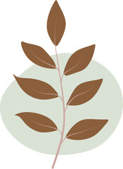 Abstract Botanical Boho Composition with Organic Shapes and Mid Century Modern Foliage Design