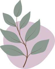 Abstract Botanical Boho Composition with Organic Shapes and Mid Century Modern Foliage Design