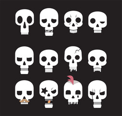 Set of skulls with expressions