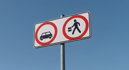 No Car or Pedestrian Allowed Road Sign