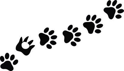 Pet paw editable stroke. footprints Pet paw, Heart with pet paw print dog cat icon, vector illustration