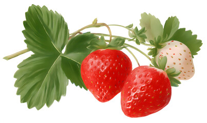 vintage seed packet clip illustration art, strawberry, Generative AI