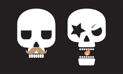 Set of skulls with expressions