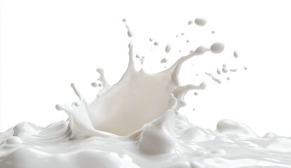Isolated milk splash on white - abstract flow for skin care or cosmetic product concept