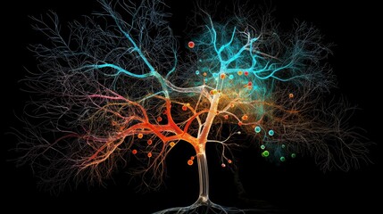 Brain wiring visualized through vibrant molecular structures, unlocking peak efficiency