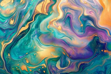 Fototapeta premium Vibrant swirling colors in an abstract painting design.