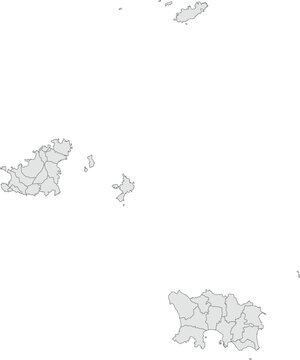 Vector map of the Channel Islands with clearly defined regions and country outlines. Grey color scheme with dark contours. Ideal for educational, infographic, and professional use.

