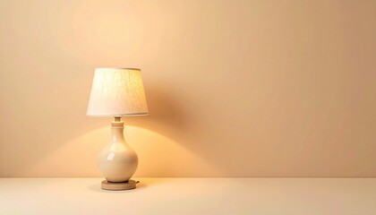 Illuminating serenity elegant table lamp in minimalist room soft lighting cozy atmosphere indoor setting tranquil concept