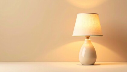 Elegant table lamp design in minimalist interior soft lighting home decor cozy environment close-up view serenity