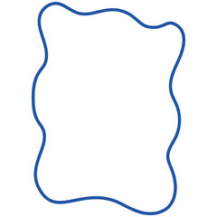 Hand-drawn line art graphic blue decorative wavy frame