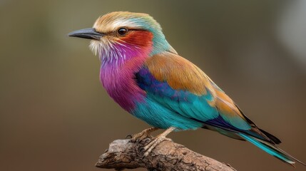 Obraz premium Lilac-Breasted Roller: Vibrant Plumage in Natural Light