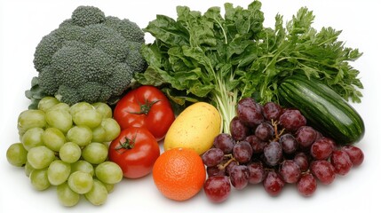 Carefully composed produce assortment highlighting natural beauty on white studio backdrop