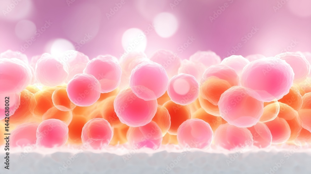 Aufkleber close-up view of vibrant cells showcasing intricate patterns and textures in a microscopic environme