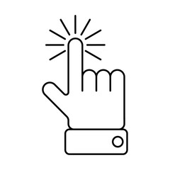 Cartoon hand click gesture Cartoon hand click cursor isolated on white background