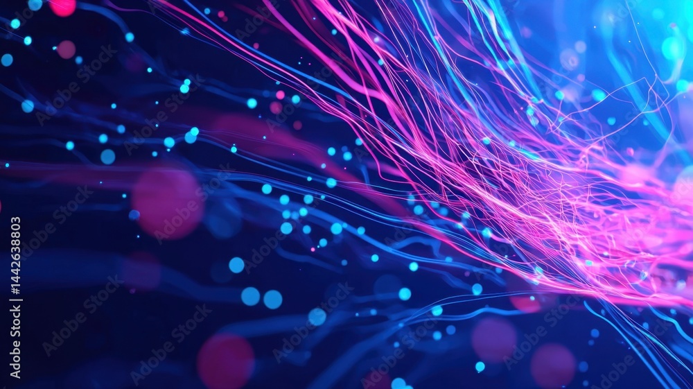 Poster network. animation of a growing 3d neural concept: artificial intelligence, chatbot, deep learning, 