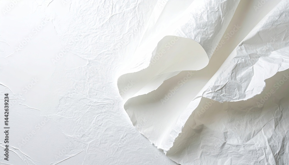 Poster dynamic creases in white paper studio setting photography minimalist environment overhead view textu