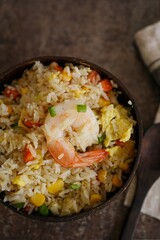 Homemade Shrimp fried rice, selective focus