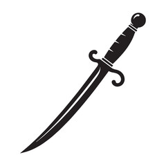 Obraz premium Fearsome Cutlass silhouette, ideal for naval battles – Cutlass illustration – Minimalist Cutlass vector – Weapon silhouette