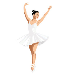 girl ballerina in white dress without background