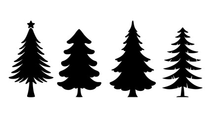 Obraz premium set of xmas tree silhouette vector on tranparent background
