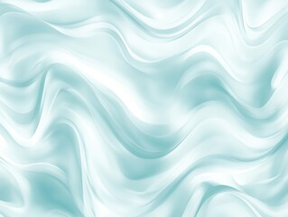 Fototapeta premium Abstract background texture resembling flowing liquid paint, silk, or smooth waves in cool light teal and white tones with soft highlights. 